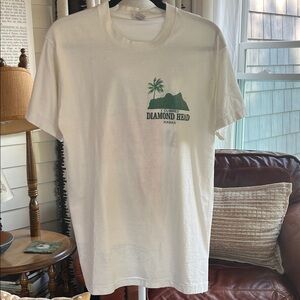 Single Stitch Vintage Hawaii Diamond Head White Graphic T-Shirt